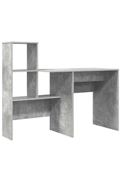 vidaxl Birou cu raft Gri din beton 131,5 x 50 x 106,5 cm Lemn compozit