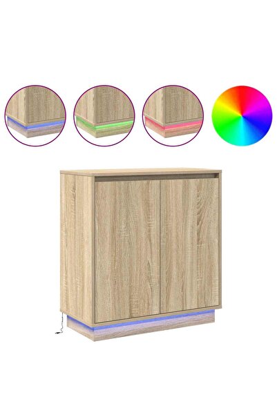 vidaxl Bufet LED cu raft Stejar Sonoma 71 x 34,5 x 75 cm Lemn compozit