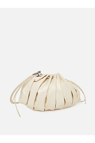 Styli White Pleated Drawstring Shoulder Bag