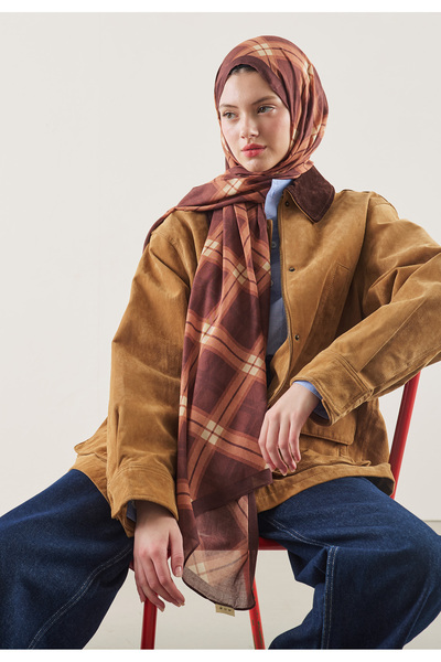 Fresh Șal din ramie cu model în carouri, tip plăci de gresie