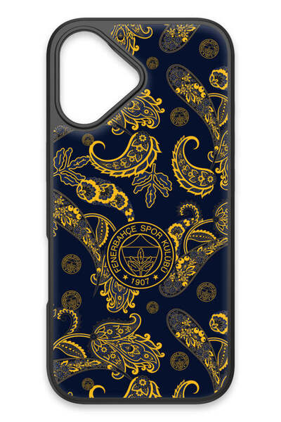 Fenerbahçe iPhone 17 Uyumlu Şal Desenli Cam Lisanslı Telefon Kılıfı