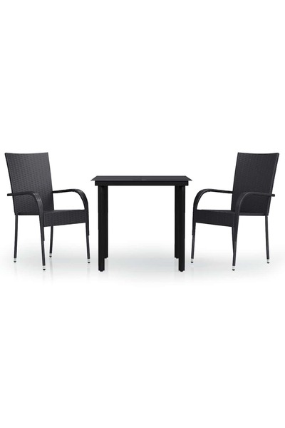 vidaxl Set de mobilier de grădină, 3 piese, negru