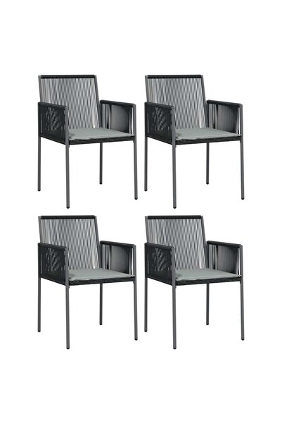 vidaxl Scaune grădină cu perne 4 buc. negru 54x60,5x83,5 cm poliratan