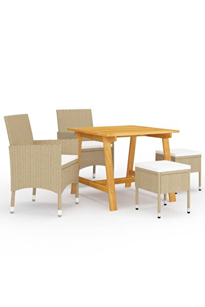 vidaxl Set mobilier de grădină, 5 piese, bej