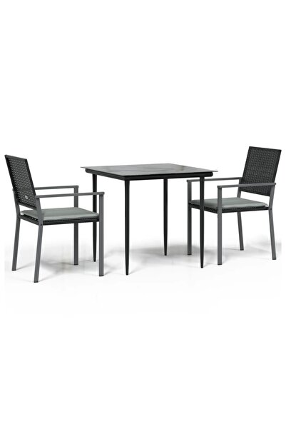 vidaxl Set mobilier de grădină cu perne, 3 piese, poliratan și oțel