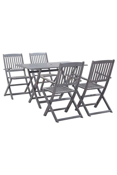 vidaxl Set mobilier de grădină, 5 piese, gri, lemn masiv de acacia