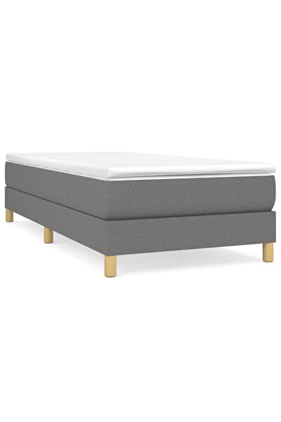 vidaxl Pat box spring cu saltea, gri închis, 90x190 cm, textil