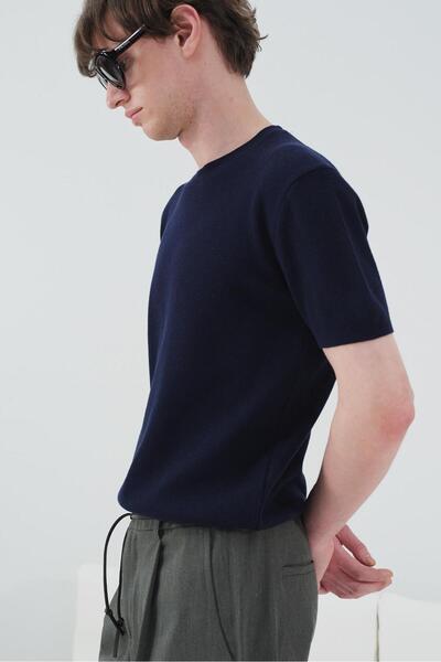 GIESTO Tricou din tricotaj cu fir texturat DOK texturat CİVERT