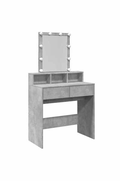 vidaxl Masă de toaletă cu LED, gri beton, 80x41x144,5 cm