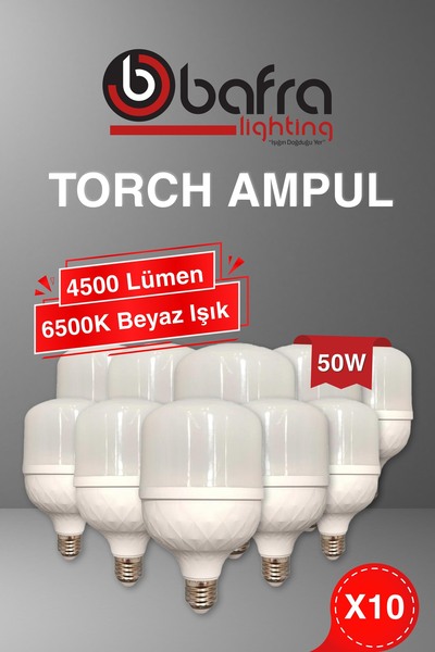 BAFRA LİHGTİNG TORCH T LED Ampul, 50Watt, 6500K Beyaz Işık, E27 DUY, 4500 Yük...