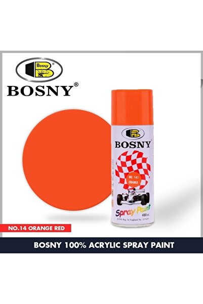 Bosny Orange Red No.14 Spray Paint 400ml – Fast Dry, High Gloss Acrylic Finish