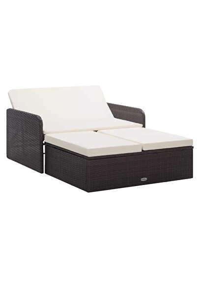 vidaxl Set mobilier de grădină cu perne, 2 piese, maro, poliratan