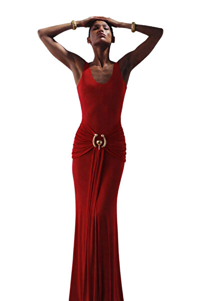 Whenever Company Kırmızı Aksesuar Detaylı Uzun Kuyruklu Şık Abiye & Mezuniyet...