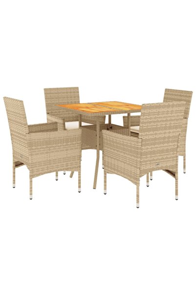vidaxl Set mobilier grădină cu perne 5 piese bej poliratan/lemn acacia