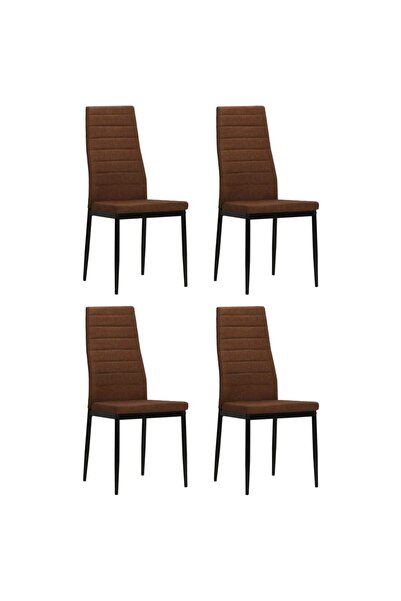 vidaxl Scaune de bucătărie, 4 buc., maro, material textil