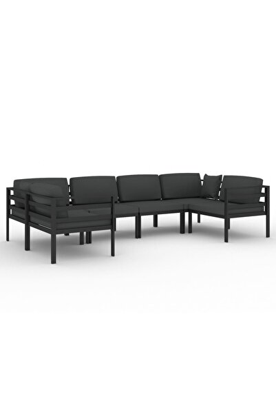 vidaxl Set mobilier de grădină cu perne, 6 piese, antracit, aluminiu