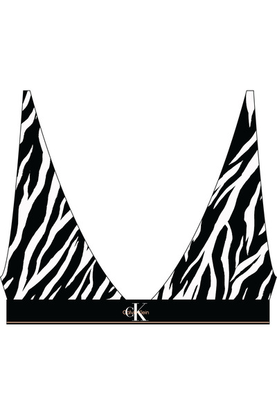 Calvin Klein حمالة صدر نسائية بشعار مطبوع بشريط مطاطي حمالات قابلة للتعديل قط...