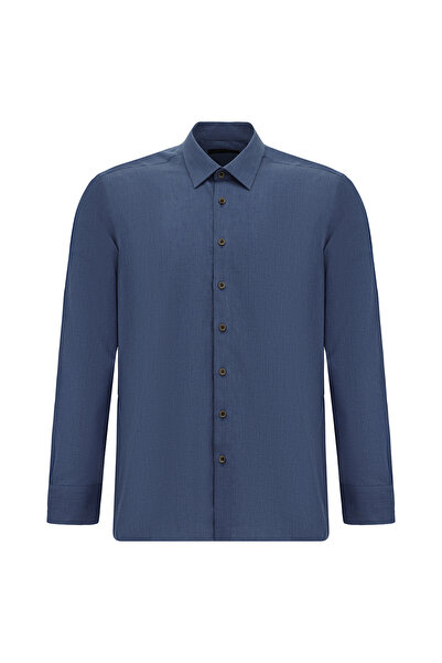 Abdullah Kiğılı قميص إيطالي طويل الأكمام بقصة عادية P قطن