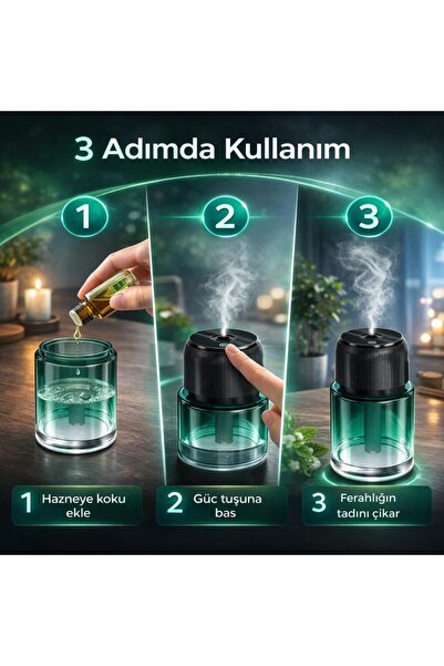 coofbe Otomatik 160Ml Şarjlı Araç Aroma Difüzör Oto Kokusu Işıklı Ev Oda Araba Koku Makinası Aromate