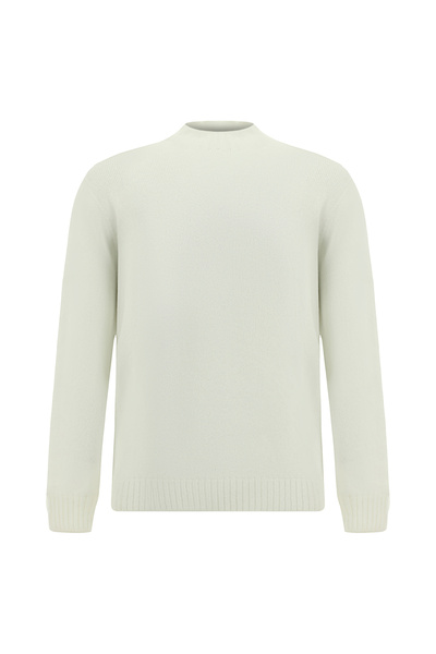 Abdullah Kiğılı Μάλλινο πλεκτό πουλόβερ με ημι-ζιβάγκο, στενή εφαρμογή και χω...