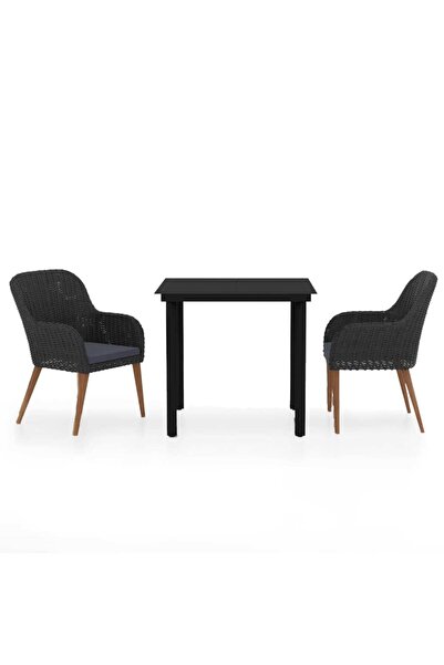 vidaxl Set mobilier de grădină cu perne, 3 piese, negru