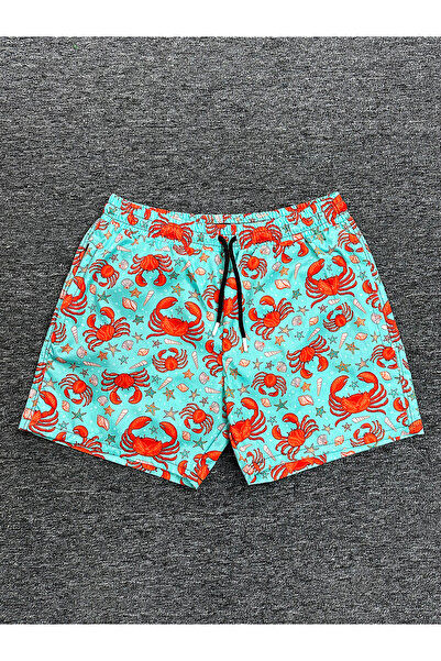 Toptantekstilcim Yengeç Desenli Deniz Şortu