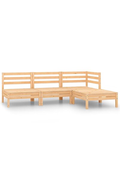 vidaxl Set mobilier relaxare de grădină, 4 piese, lemn masiv de pin