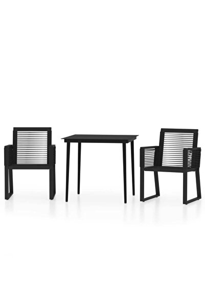 vidaxl Set de mobilier pentru grădină, 3 piese, negru