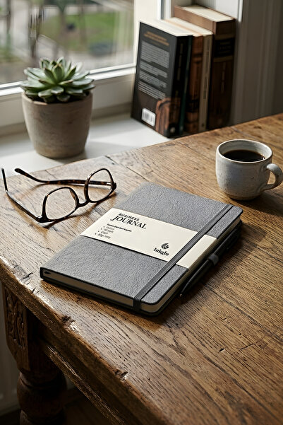 inkglo Caiet A5 Gri de lux Termo piele cu copertă rigidă, cu dungi de pagini,...