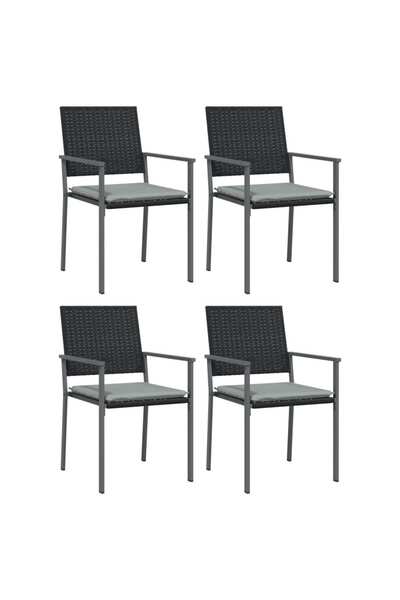 vidaxl Scaune de grădină cu perne 4 buc. negru 54x62,5x89 cm poliratan