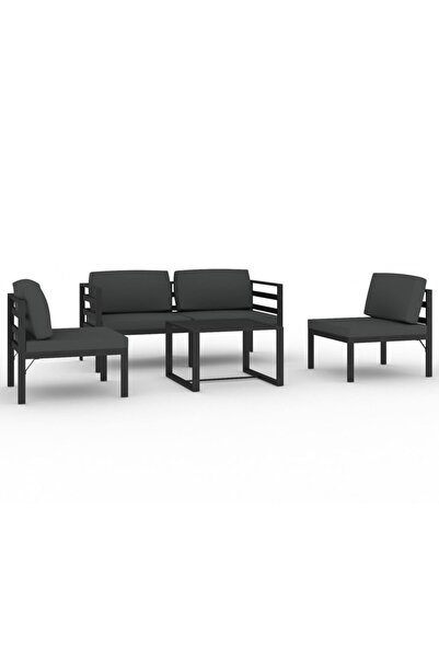 vidaxl Set mobilier de grădină cu perne, 5 piese, antracit, aluminiu