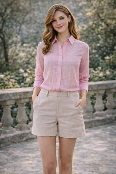 CARDINAL Kadın giyim - bedene oturan mevsimlik şık ince çizgili modal yeşil g...