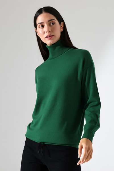 Lavinza Long Sleeve Drawstring Turtleneck Knitwear Sweater Relaxed Fit Casual Stylish Women's Sweater