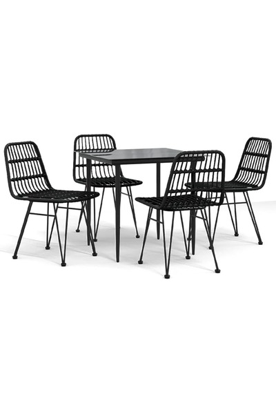 vidaxl Set mobilier de grădină, 5 piese, negru, poliratan