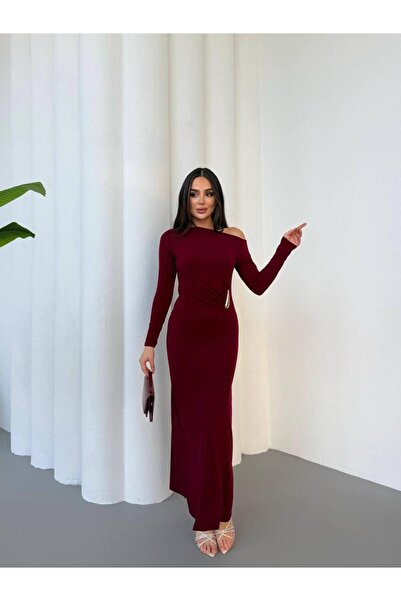 MİSSTİX Women's Sandy Boat Neck Drop Sleeve Dress