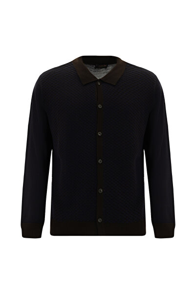 Abdullah Kiğılı Patterned Wool Knitwear Cardigan