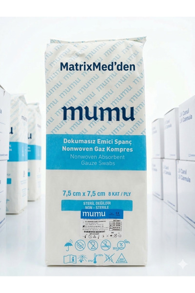 Mumu Dokumasız (Nonwoven) Emici Spanç - 7,5 cm x 7,5 cm (8 Kat) 250 ADET