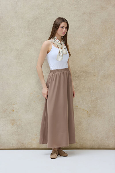 Birgül Bektaş Camel Flared Skirt
