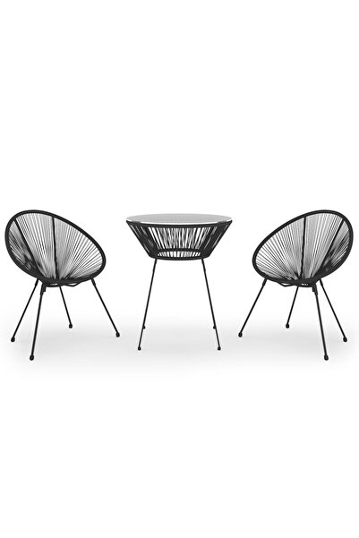 vidaxl Set mobilier de exterior, 3 piese, negru, ratan PVC