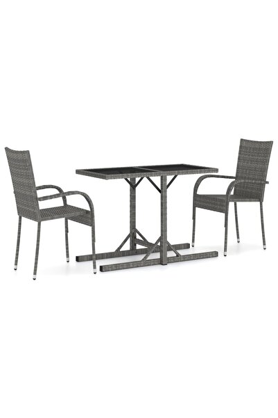 vidaxl Set mobilier de grădină, 3 piese, gri
