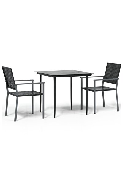 vidaxl Set mobilier de grădină, 3 piese, poliratan și oțel