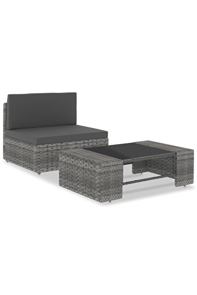 vidaxl Set mobilier de grădină, 2 piese, gri, poliratan