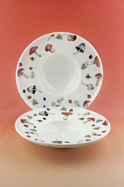Bursa Porselen Dekor Mushroom 2 Porcelain Pasta Plates