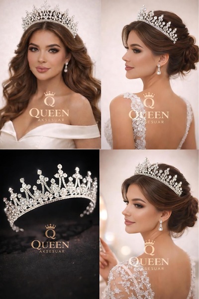 QUEEN AKSESUAR Cristal de zirconiu de lux, model regina prințesă, coroană de ...
