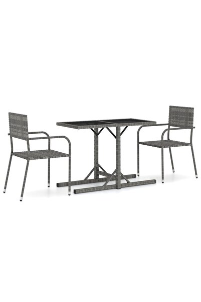 vidaxl Set mobilier de grădină, 3 piese, gri