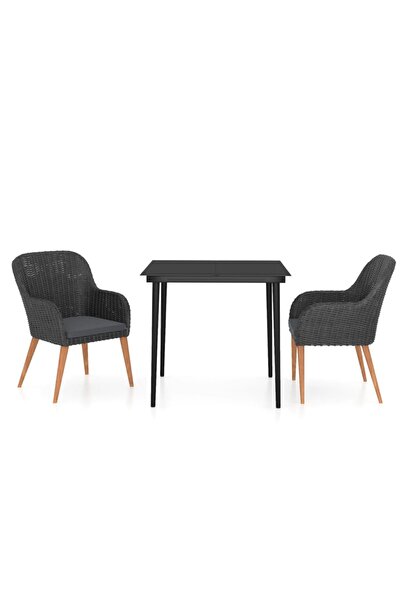 vidaxl Set mobilier de grădină cu perne, 3 piese, negru