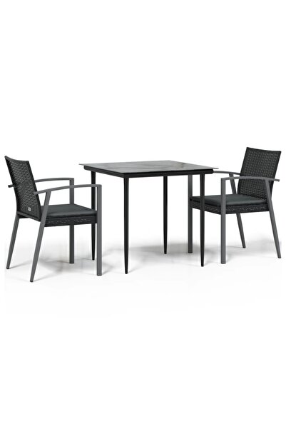 vidaxl Set mobilier de grădină cu perne, 3 piese, poliratan și oțel