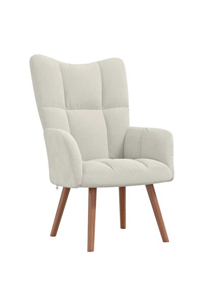vidaxl Scaun de relaxare, alb crem, catifea