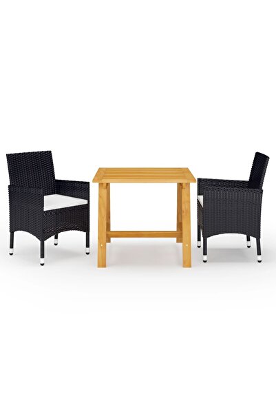 vidaxl Set de masă pentru grădină, 3 piese, negru