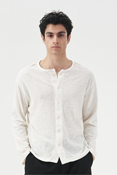 GIESTO منسدل قميص أبيض محبوك